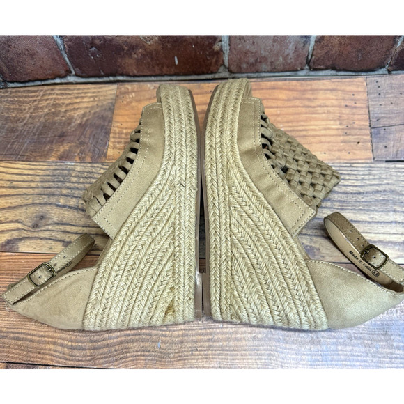 Not Rated Wedge Sandals Womens Size 8.5 Tan Jojo Woven Espadrille Open Toe Boho - Picture 6 of 11